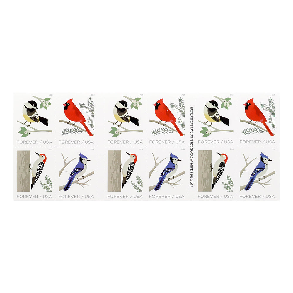 100Pcs 2018 US First-Class Forever Stamp - Birds in Winter