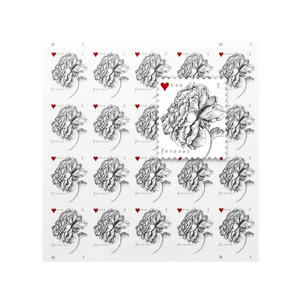 100Pcs 2015 First-Class Forever Stamp - Wedding Series: Engraved Vintage Rose