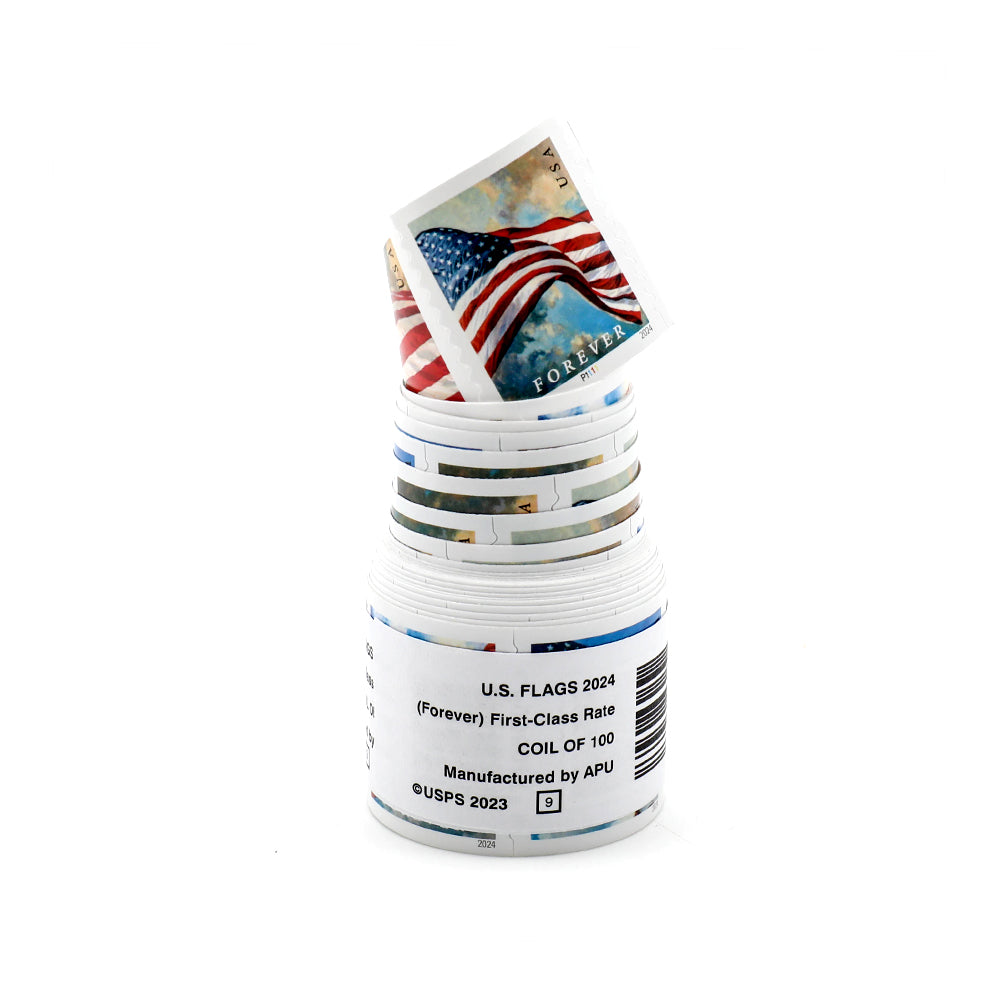 100Pcs 2024 U.S. Flags Forever Stamps