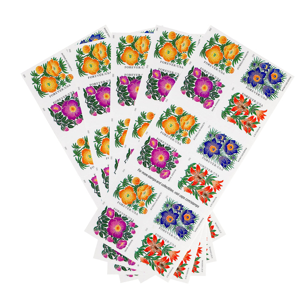 100Pcs 2022 US Mountain Flora Forever Stamps