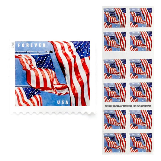 100Pcs Booklet 2022 U.S. Flags Forever Stamps