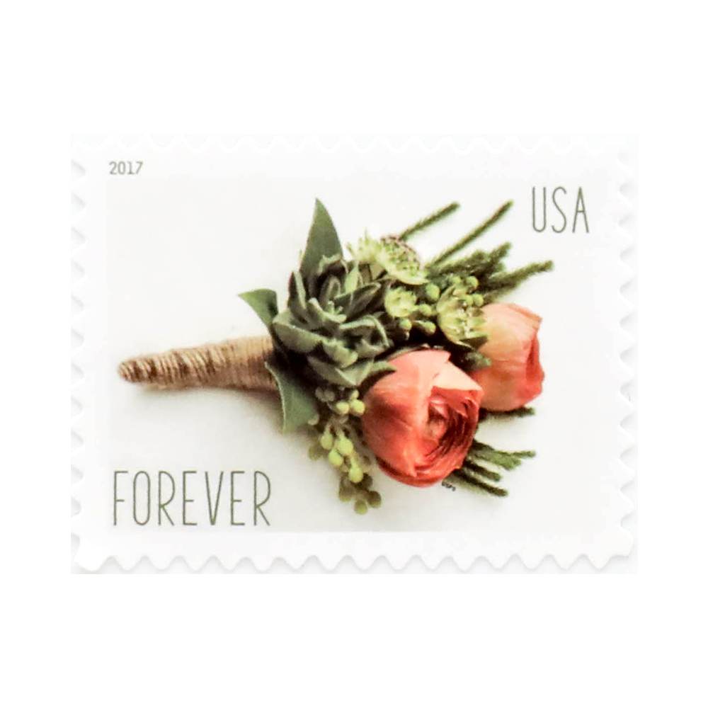 100Pcs 2017 First-Class Forever Stamp - Wedding Series: Celebration Boutonniere