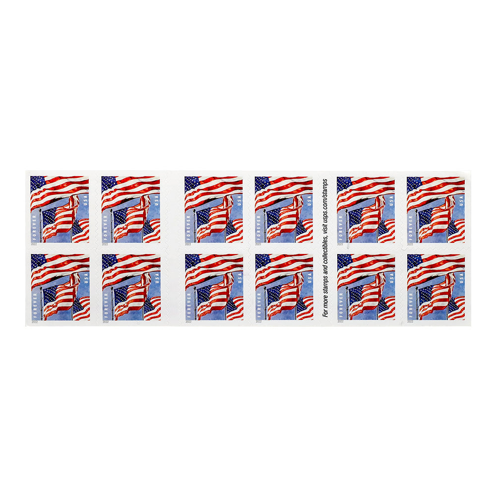 100Pcs Booklet 2022 U.S. Flags Forever Stamps