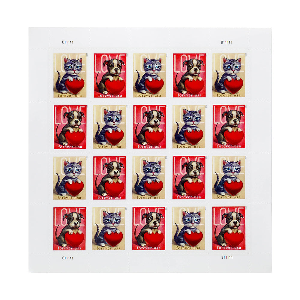 100Pcs 2023 First-Class Forever Stamps - Love: Kitten&Puppy
