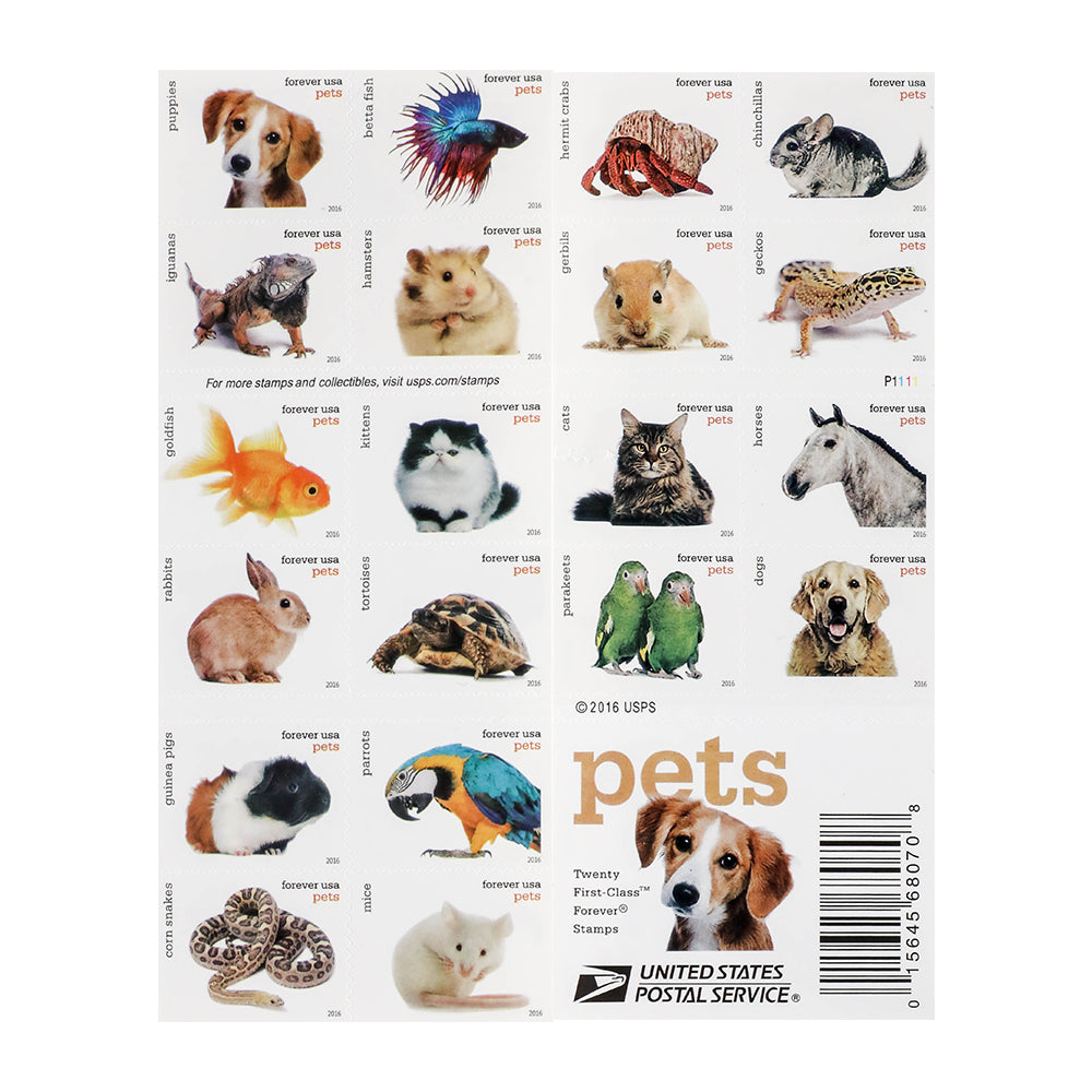 100Pcs 2016 US Pets Forever Stamps