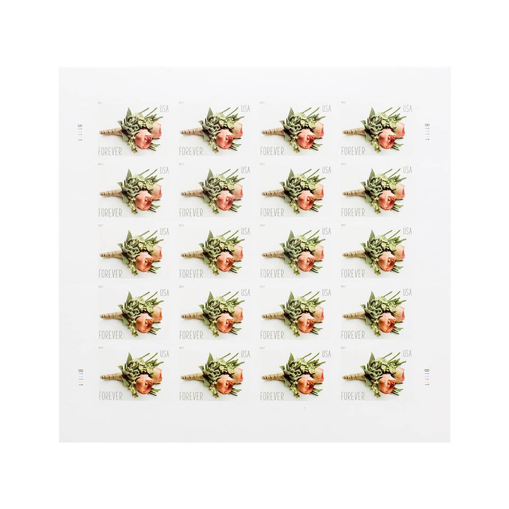 100Pcs 2017 First-Class Forever Stamp - Wedding Series: Celebration Boutonniere