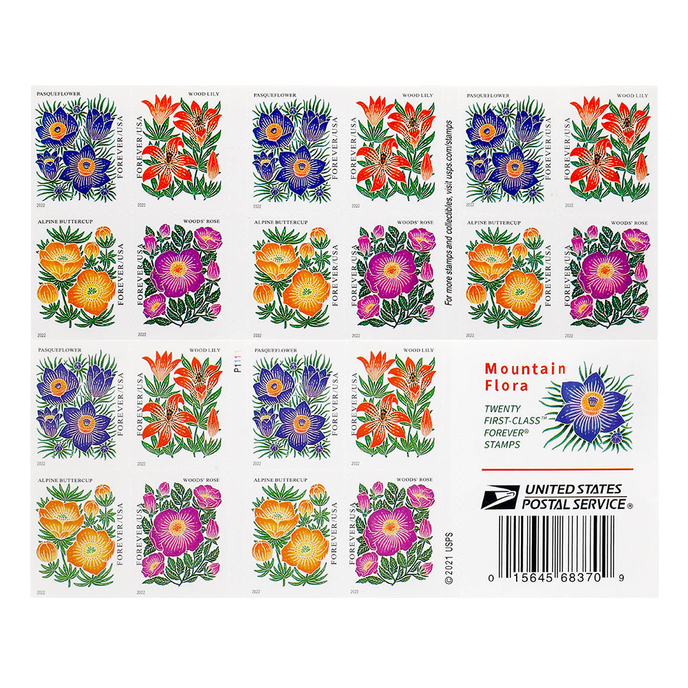 100Pcs 2022 US Mountain Flora Forever Stamps