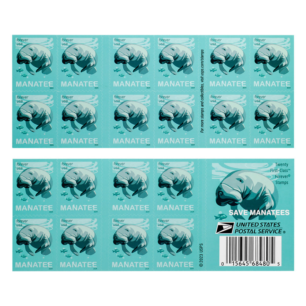 100Pcs 2024 Save Manatees Forever First Class Postage Stamps
