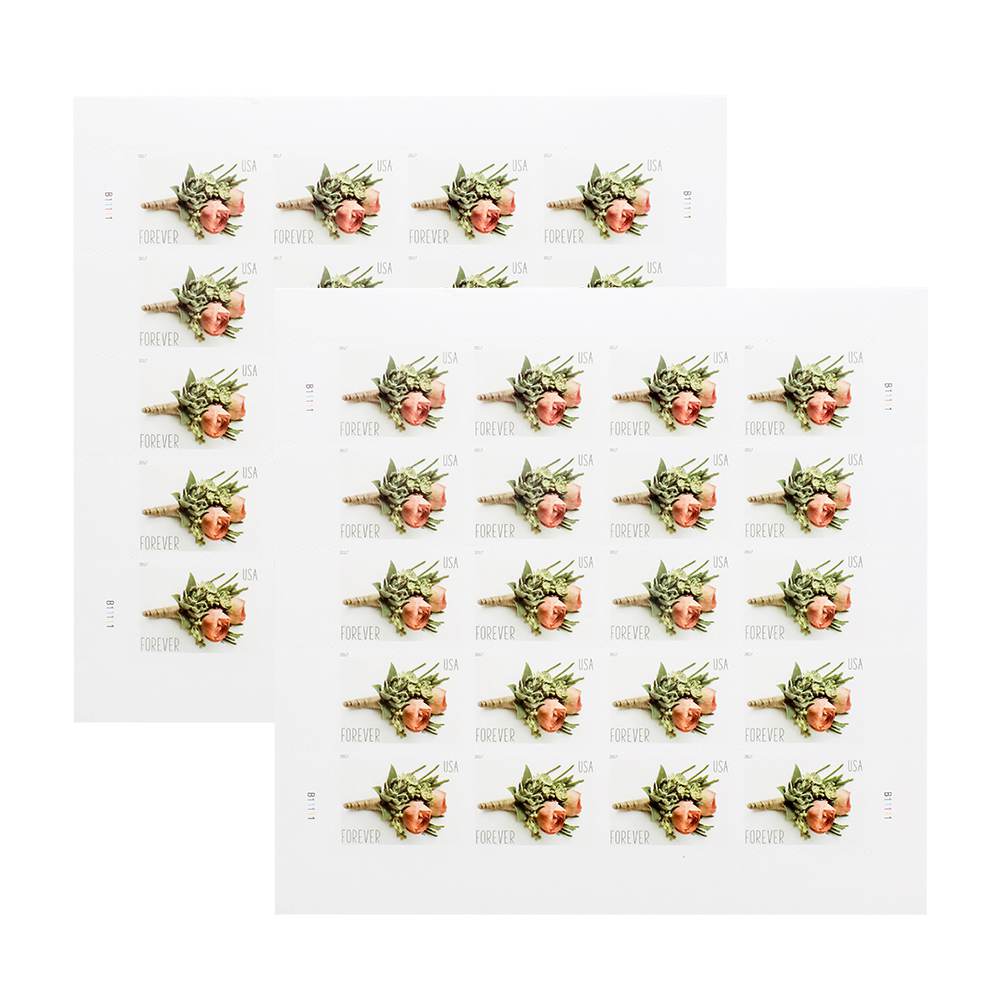 100Pcs 2017 First-Class Forever Stamp - Wedding Series: Celebration Boutonniere