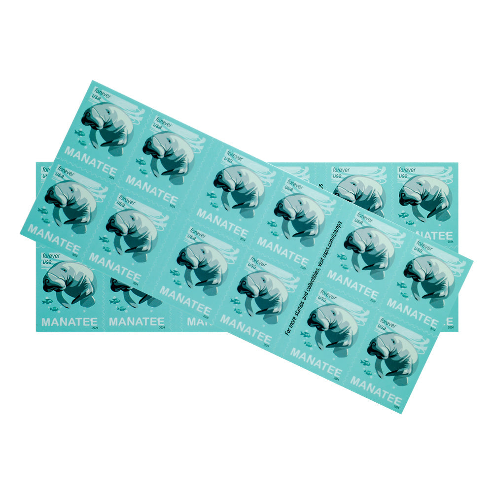 100Pcs 2024 Save Manatees Forever First Class Postage Stamps