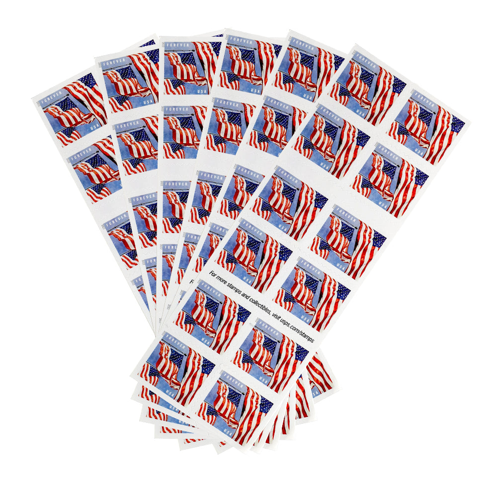 100Pcs Booklet 2022 U.S. Flags Forever Stamps
