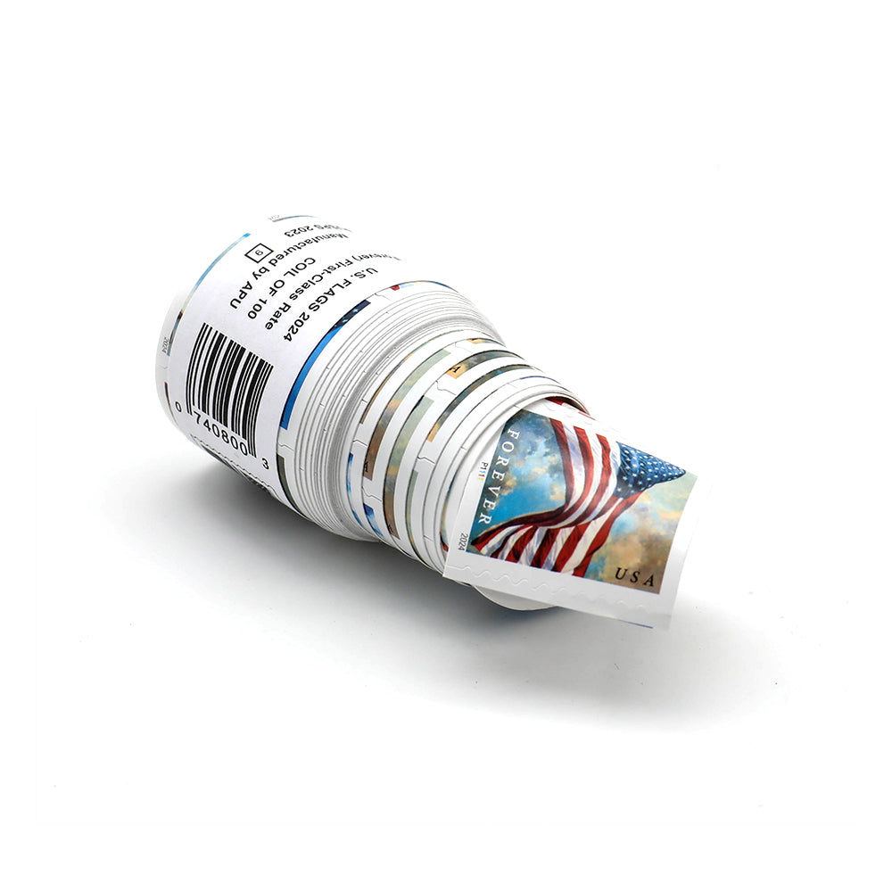 100Pcs 2024 U.S. Flags Forever Stamps