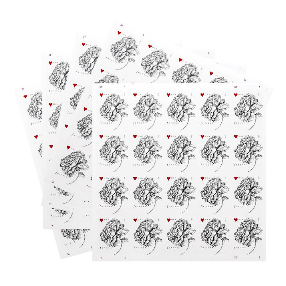 100Pcs 2015 First-Class Forever Stamp - Wedding Series: Engraved Vintage Rose