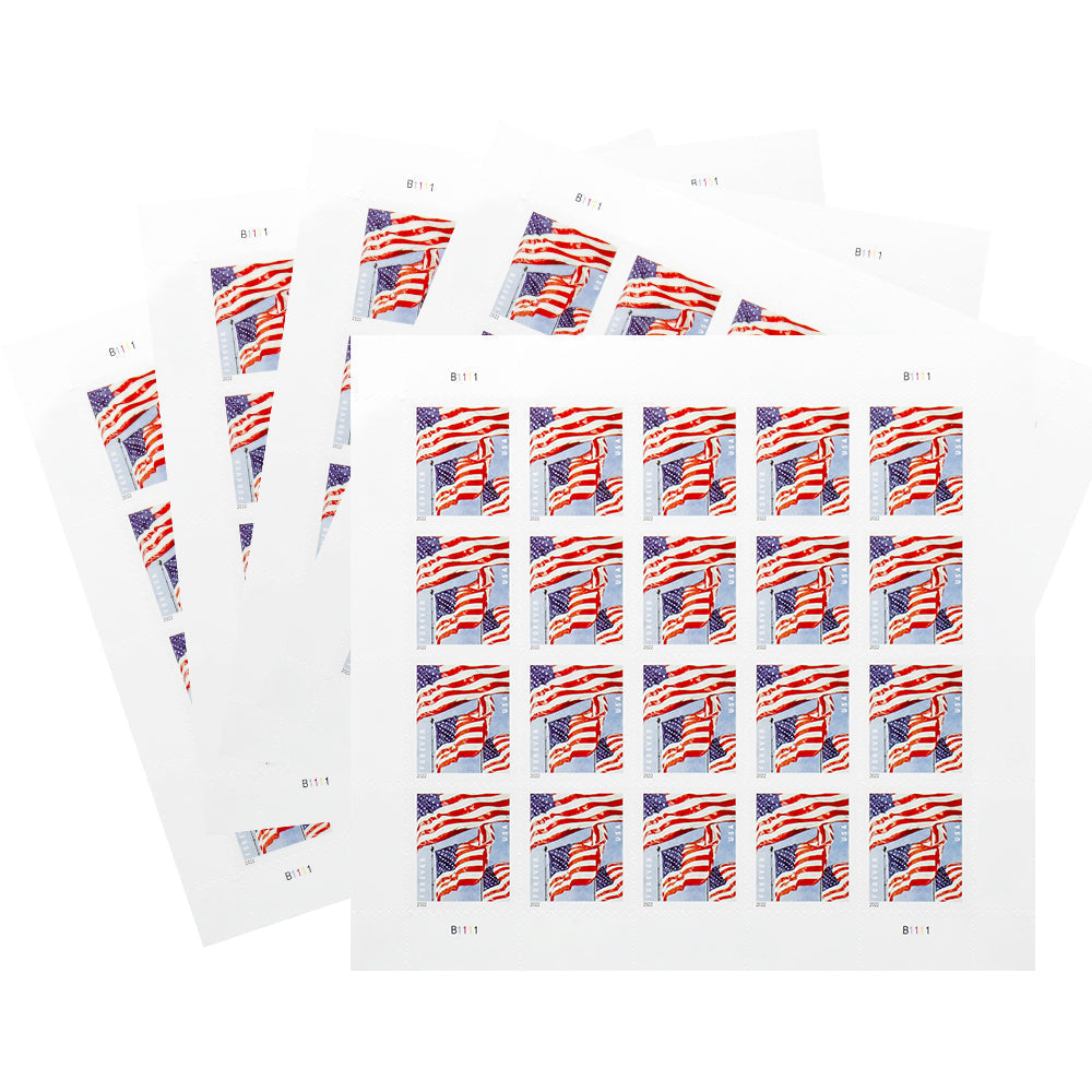 100Pcs Panes U.S. Flags 2022 Forever Stamps