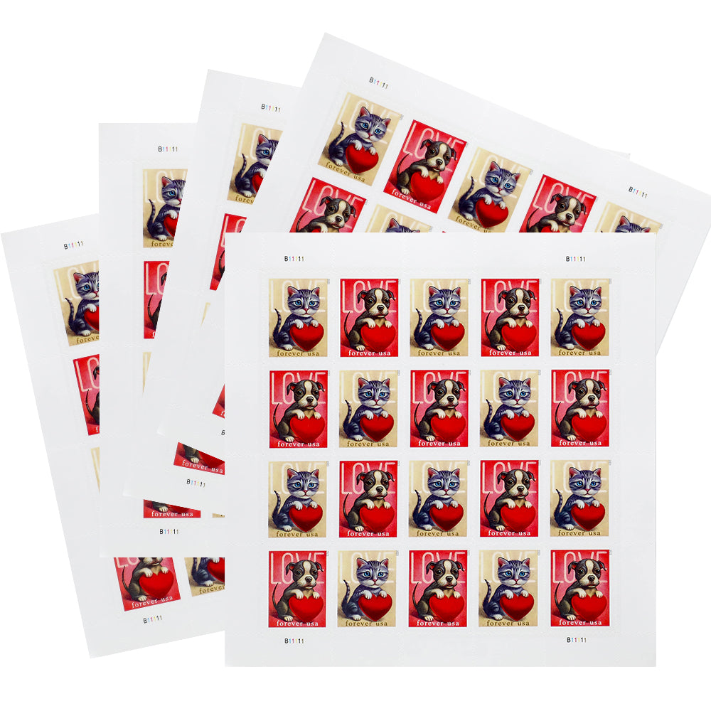 100Pcs 2023 First-Class Forever Stamps - Love: Kitten&Puppy