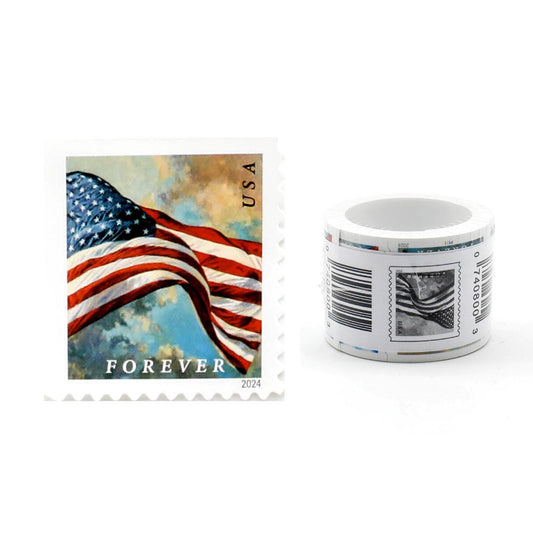 100Pcs 2024 U.S. Flags Forever Stamps